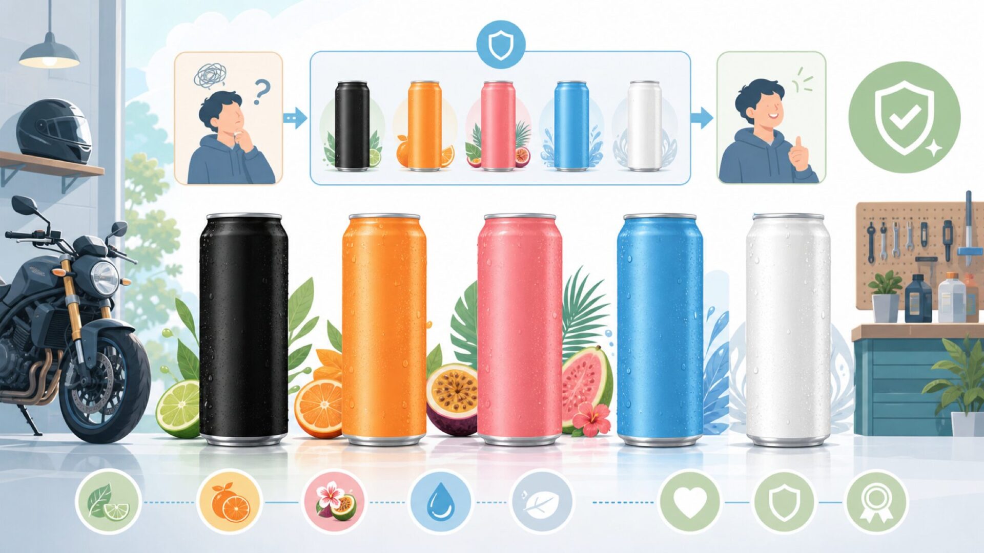 日本で買えるモンスターエナジーの現行ラインナップを表すイラスト