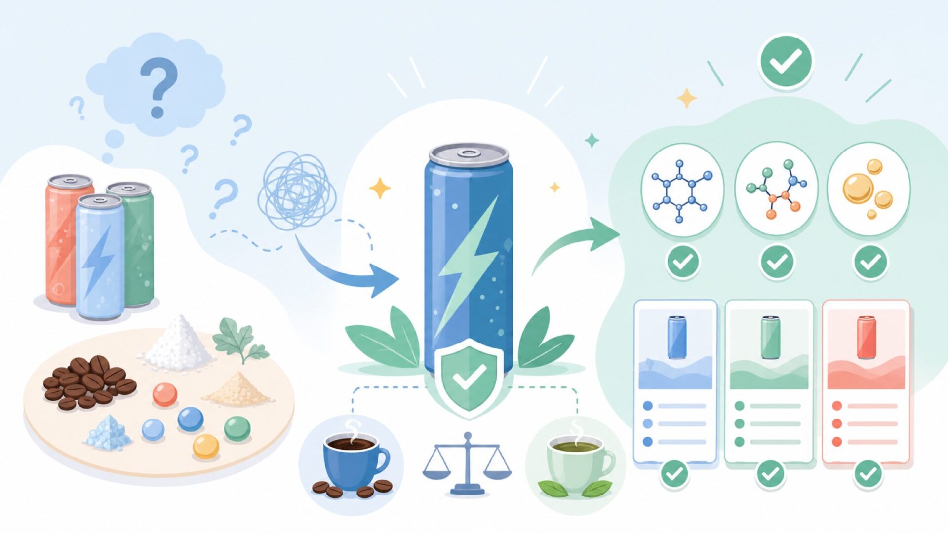 カフェイン量・成分と国による違いを表すイラスト