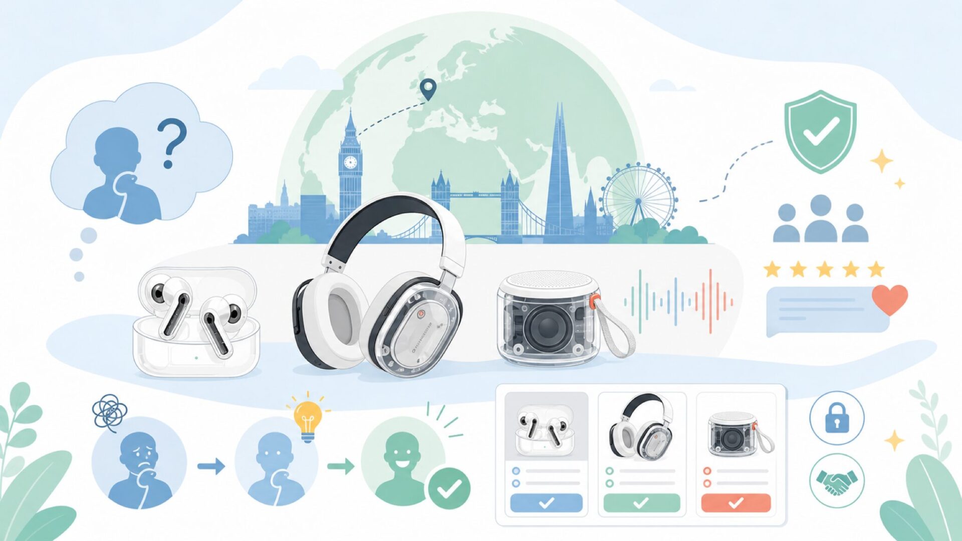 Nothingはどこの国の会社？本社ロンドン発ブランドの全体像を表すイラスト