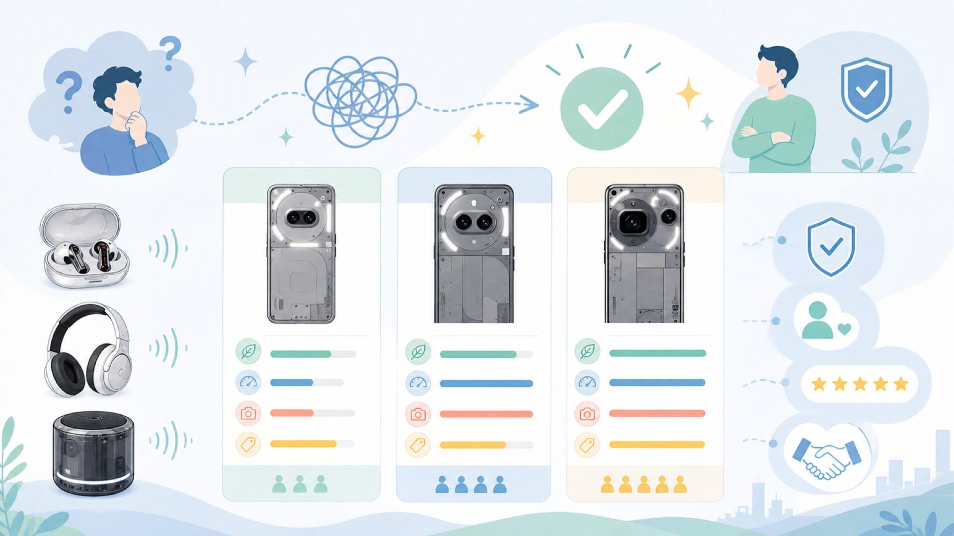 Nothing Phoneシリーズのラインナップと各モデルの立ち位置を表すイラスト