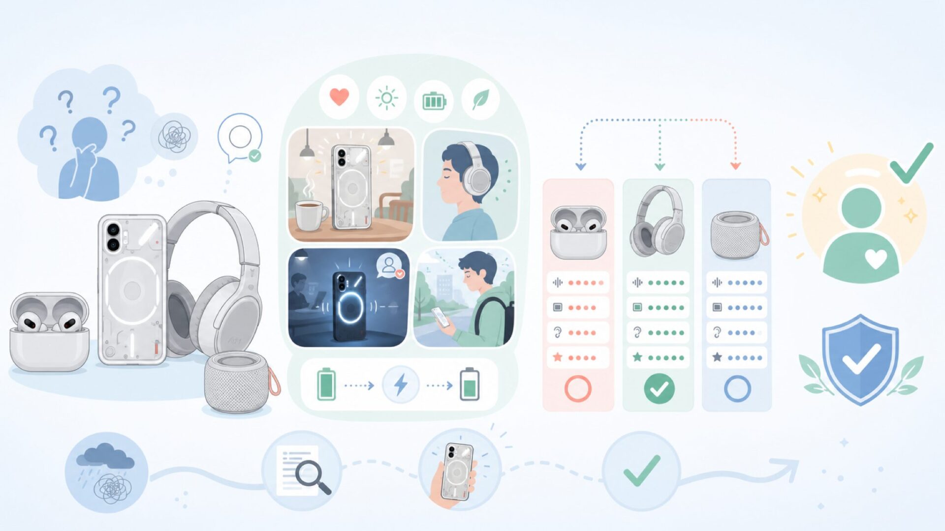 実機レビューで見えたNothing Phoneの使用感と向いている人を表すイラスト