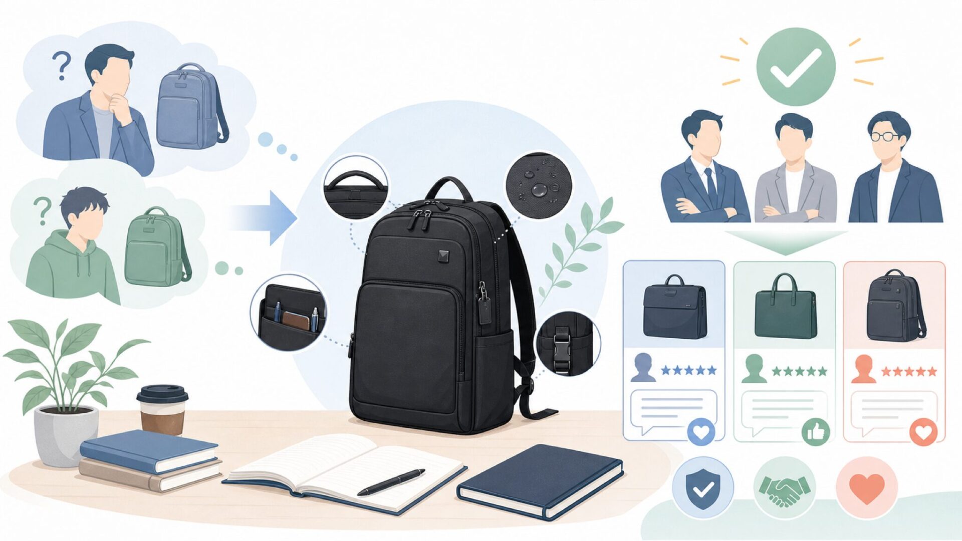 PIDバッグの年齢層と支持される理由を表すイラスト