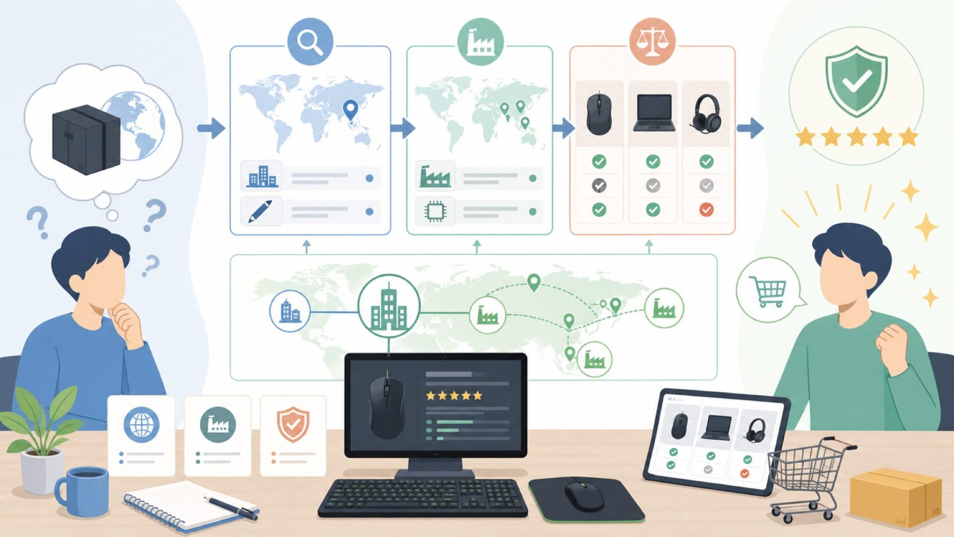 Razerはどこの国？本社と設計・製造拠点を図解で整理の要点を表すイラスト