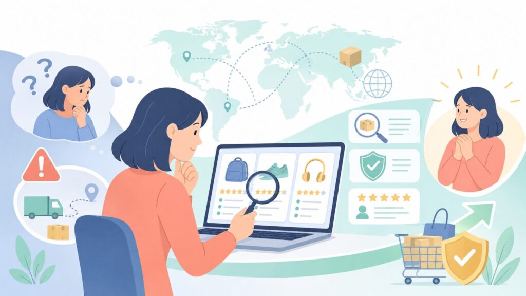 YunExpressはどこの国？怪しい？追跡・届かない時の対処まで完全ガイドの要点を表すイラスト
