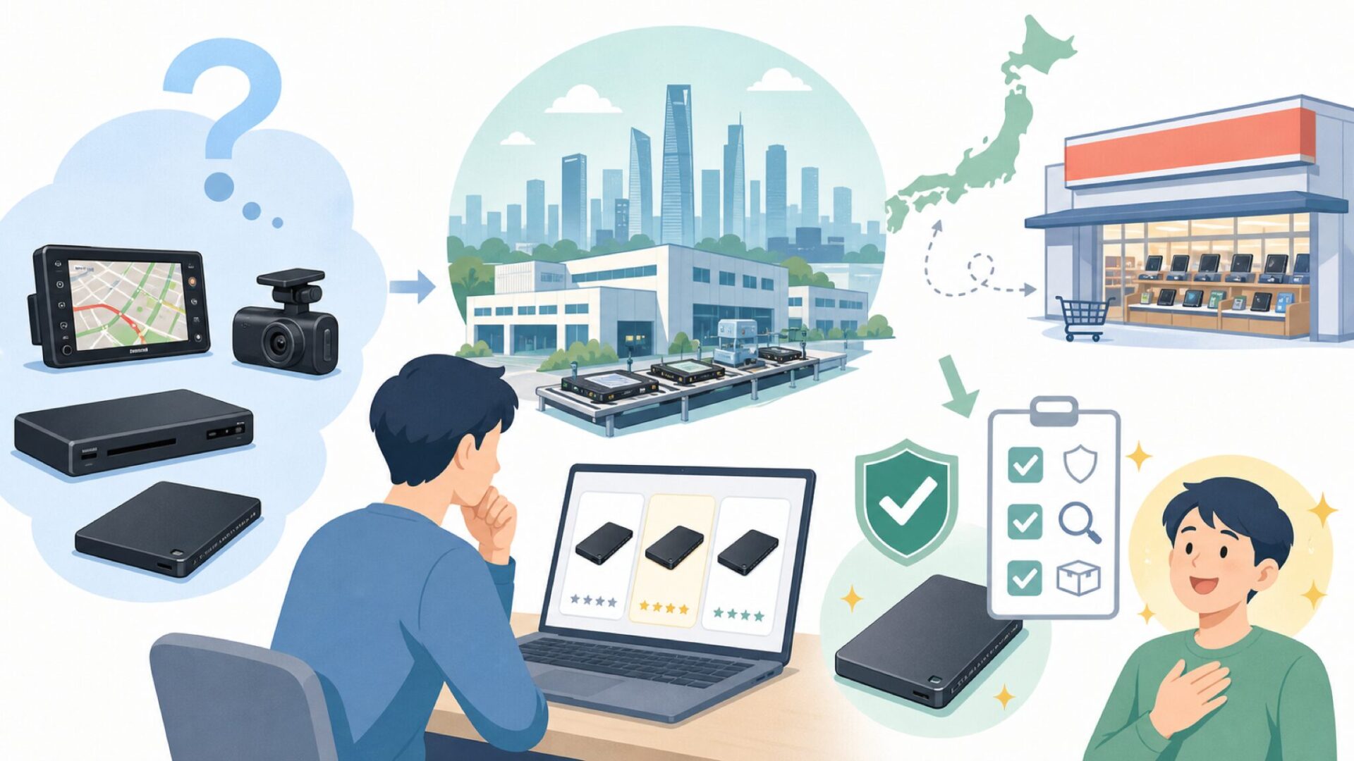 regeoはどこの国?結論から伝えるブランドの素性と日本での立ち位置を表すイラスト