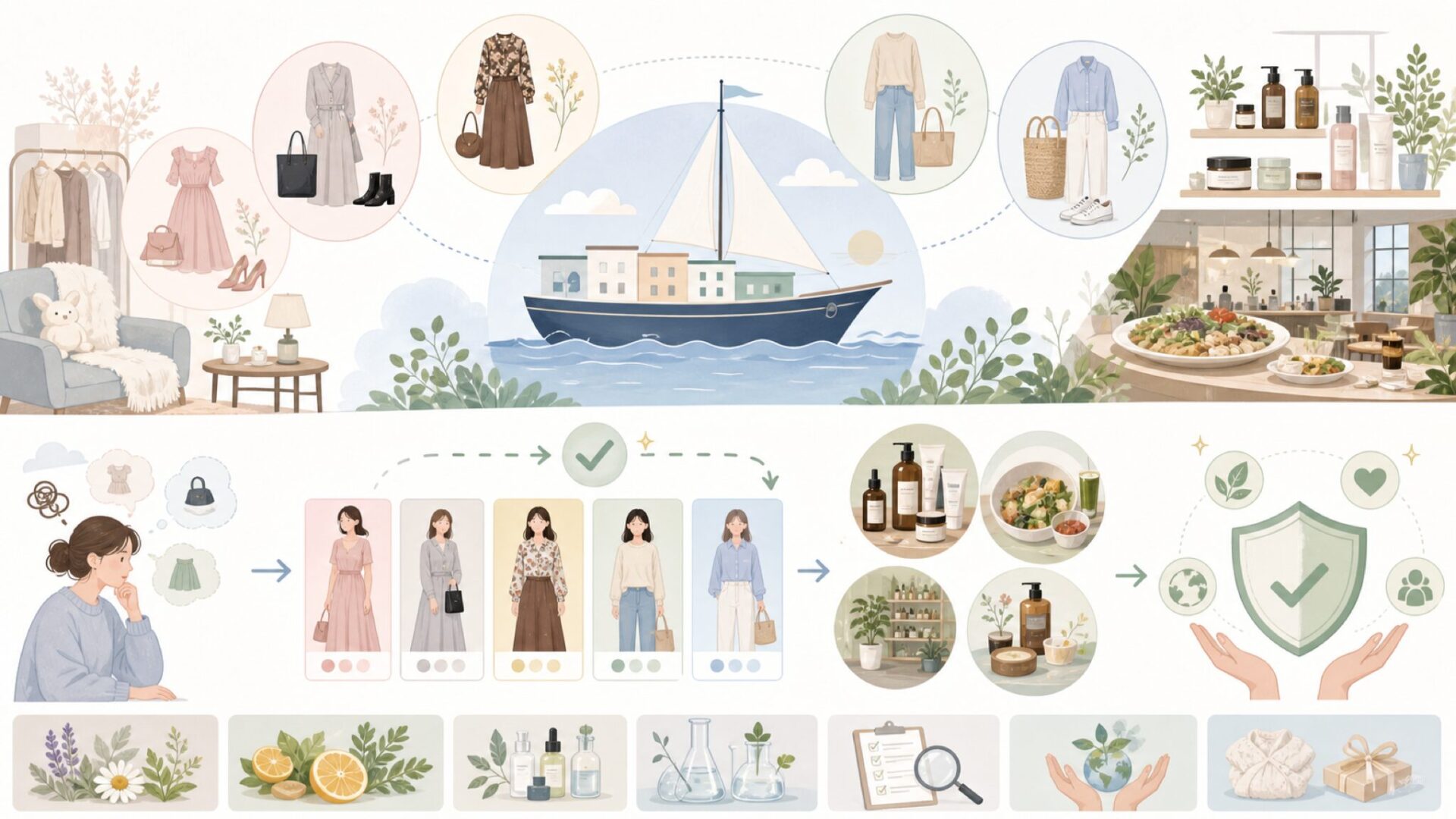 姉妹ブランドが彩るマッシュグループの世界観とその強みを表すイラスト