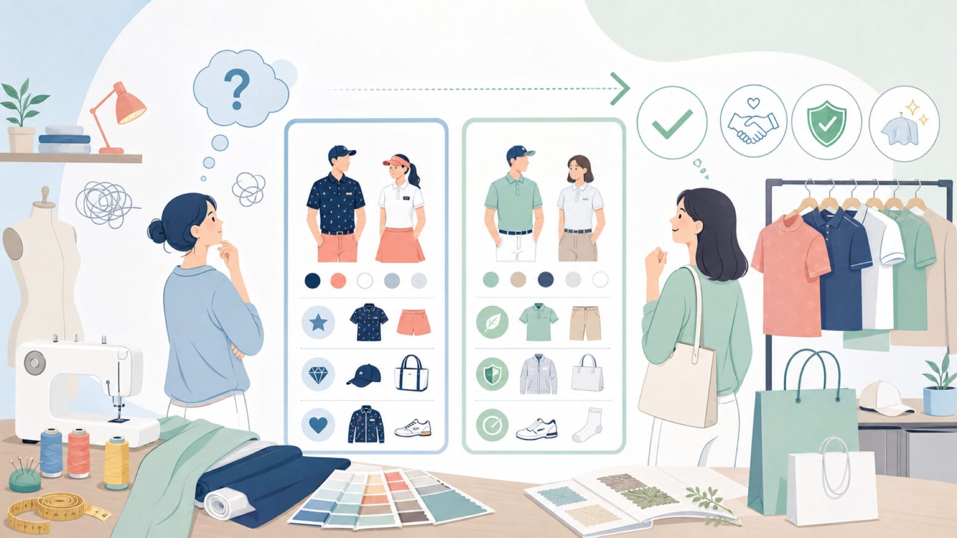 パーリーゲイツが向いている人・他のブランドが合う人を表すイラスト