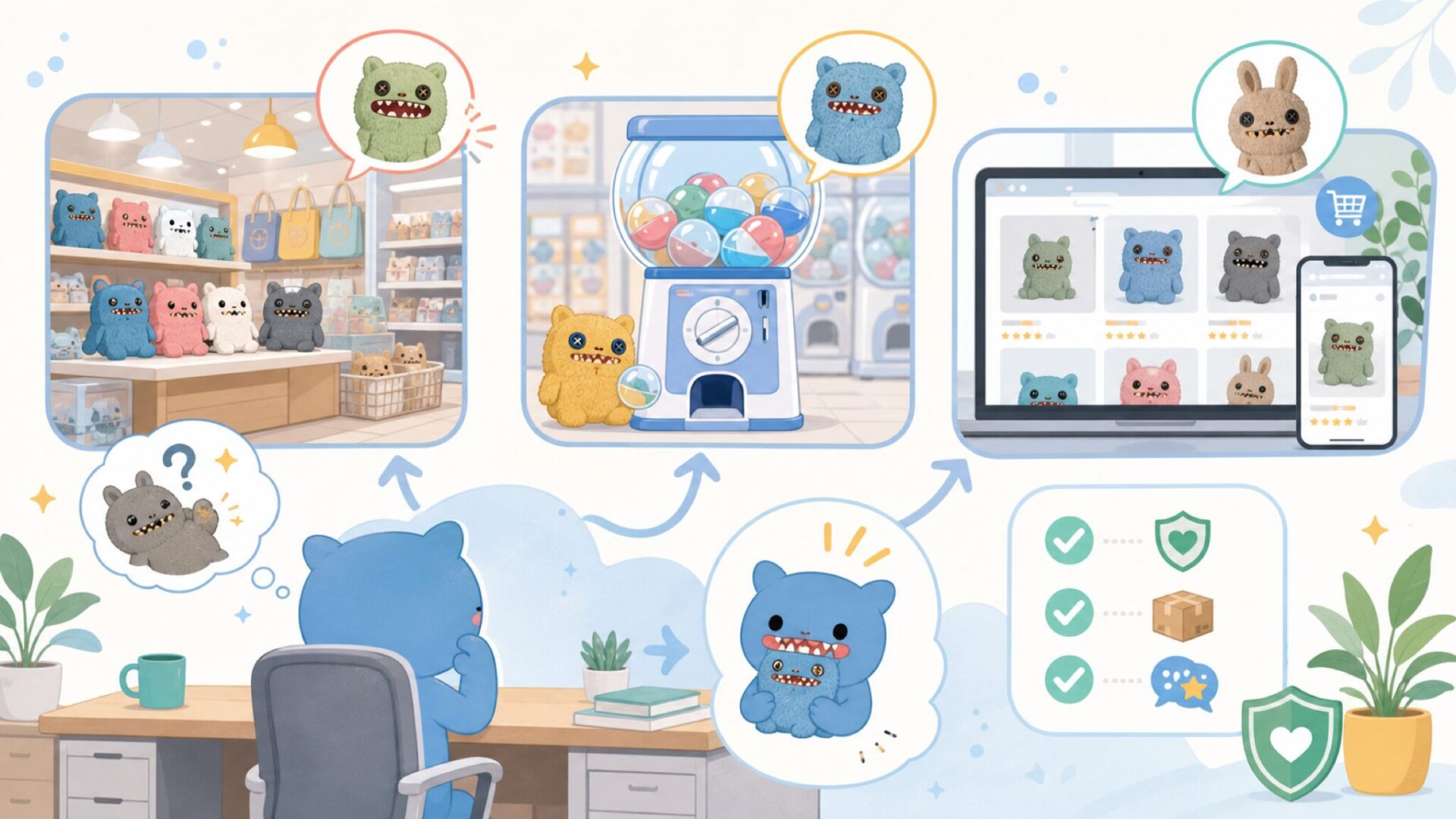 日本でファグラーを買う方法を表すイラスト