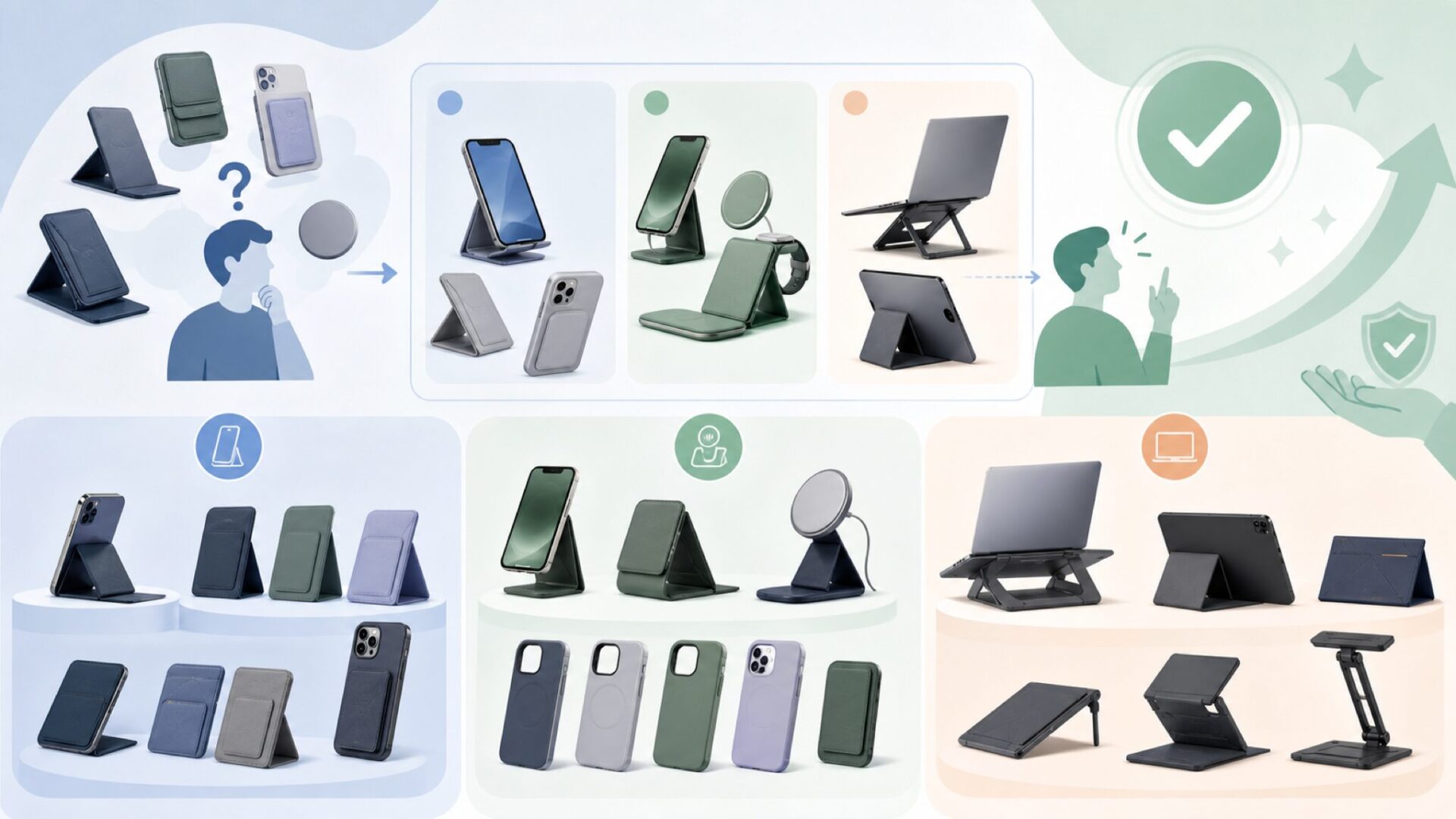 MOFTの主力製品ラインナップを一気に把握するを表すイラスト