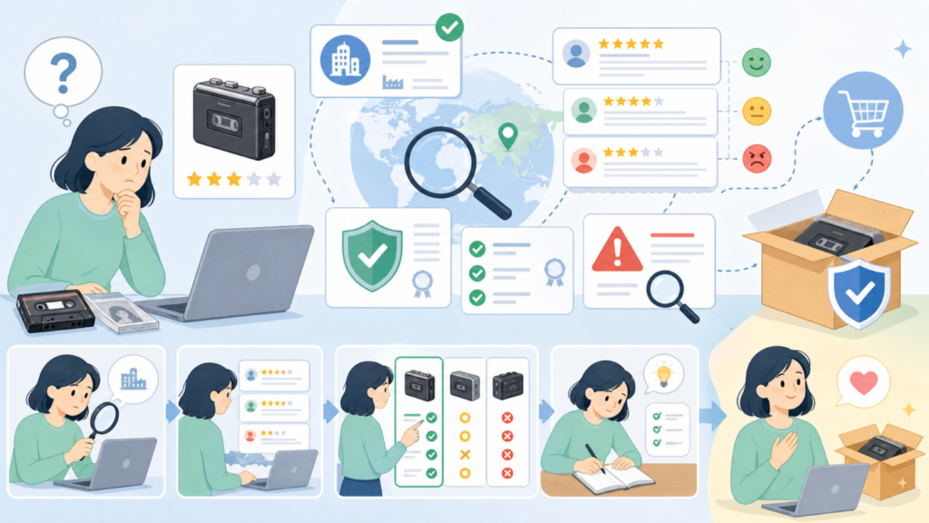 Snsowedはどこの国のメーカー？企業情報と信頼性を徹底調査の要点を表すイラスト