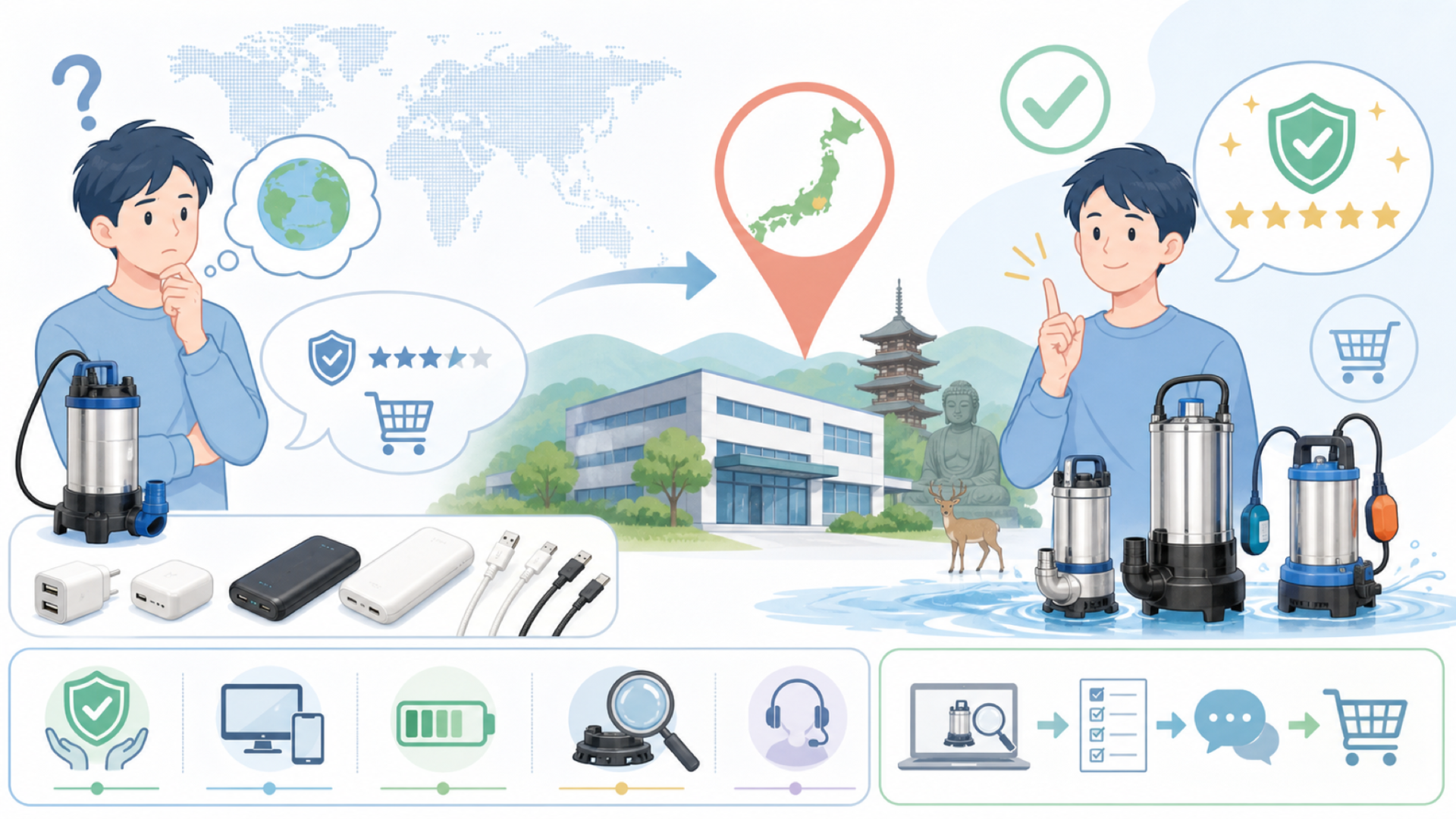 寺田ポンプ製作所はどこの国のメーカー?奈良の本社と実績を解説の要点を表すイラスト
