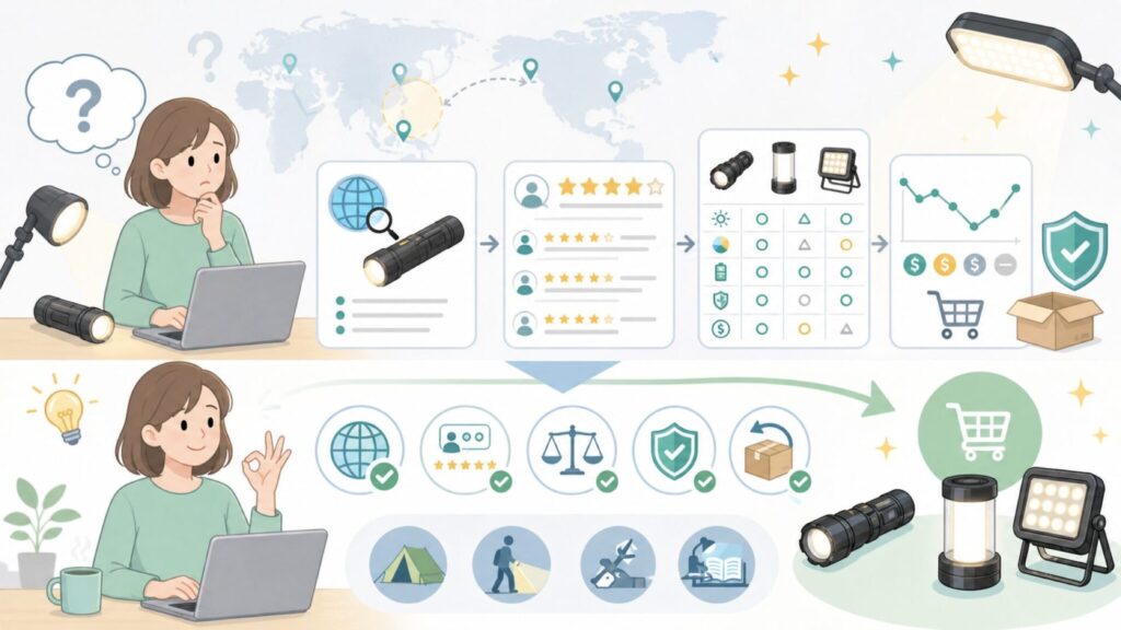 NICRONはどこの国のメーカー？口コミと価格で見極める選び方の要点を表すイラスト