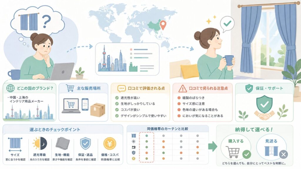 Hansleepはどこの国？中国ブランドの口コミ評判と選び方の要点を表すイラスト