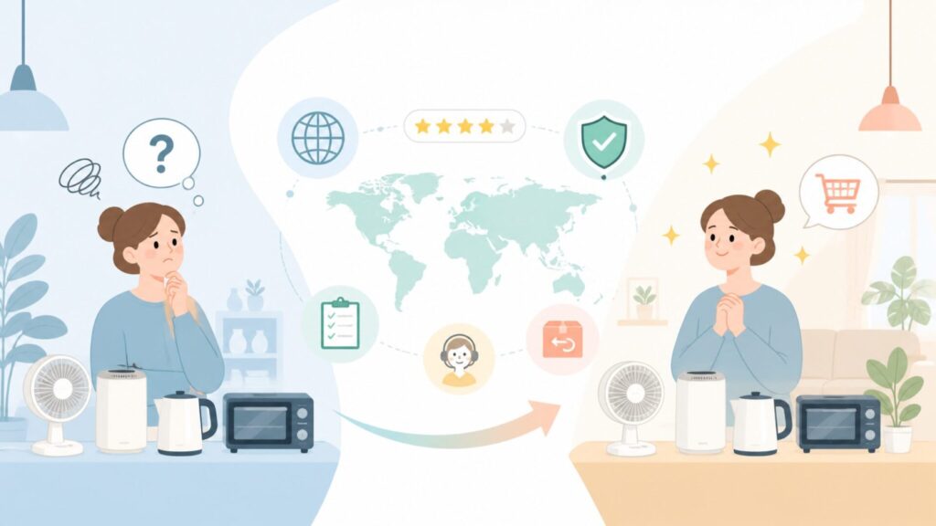 Kocokaraはどこの国のブランド？運営会社と実績を確認の要点を表すイラスト