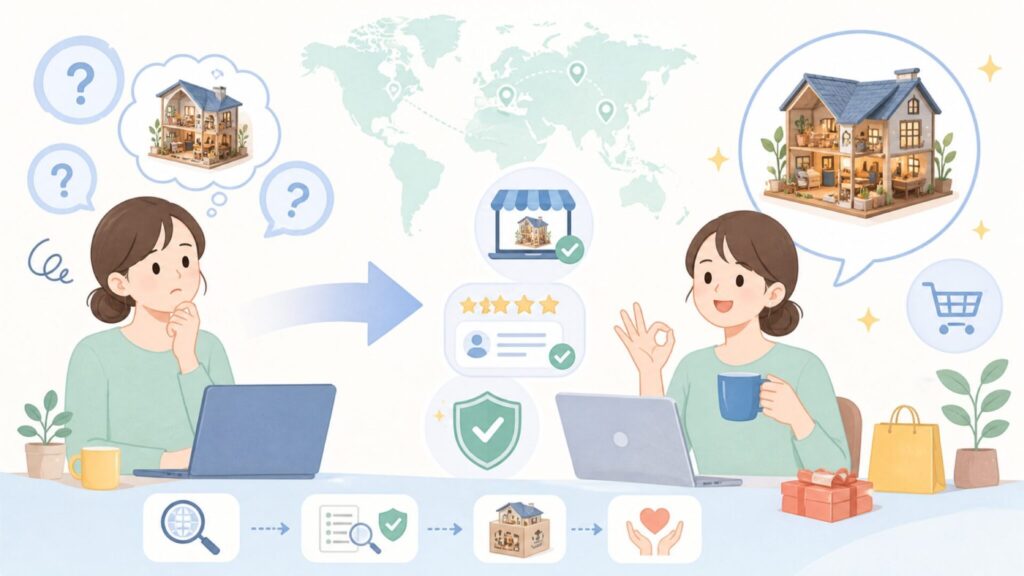 Rolifeはどこの国?日本の正規ストア・見分け方ガイドの要点を表すイラスト