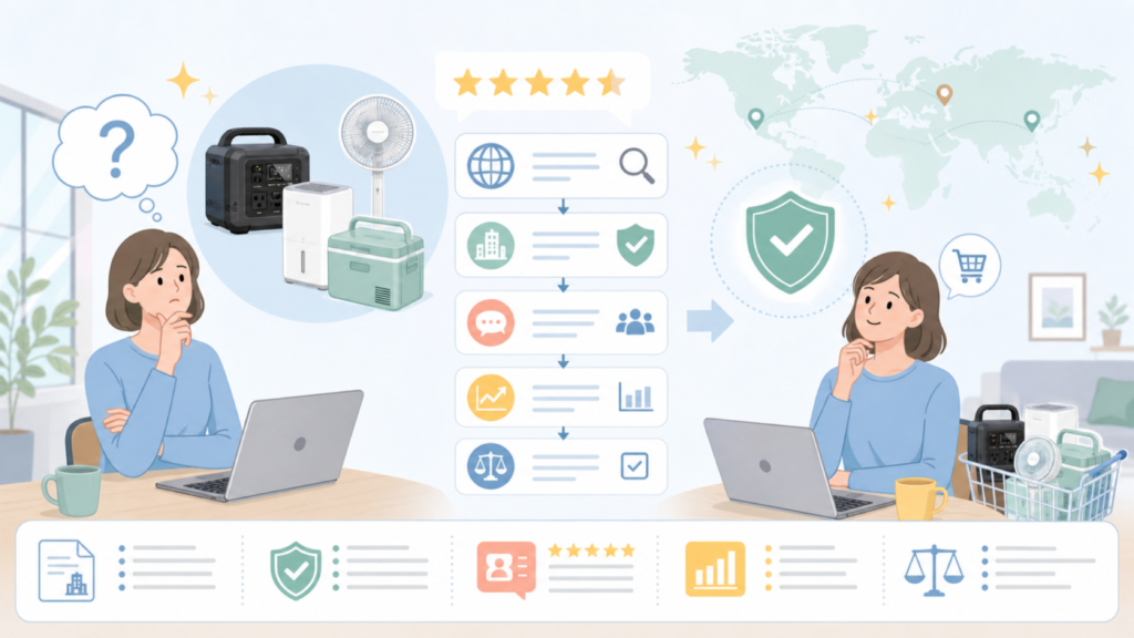 CGOLDENWALLはどこの国のメーカー?会社情報と信頼性を確認の要点を表すイラスト