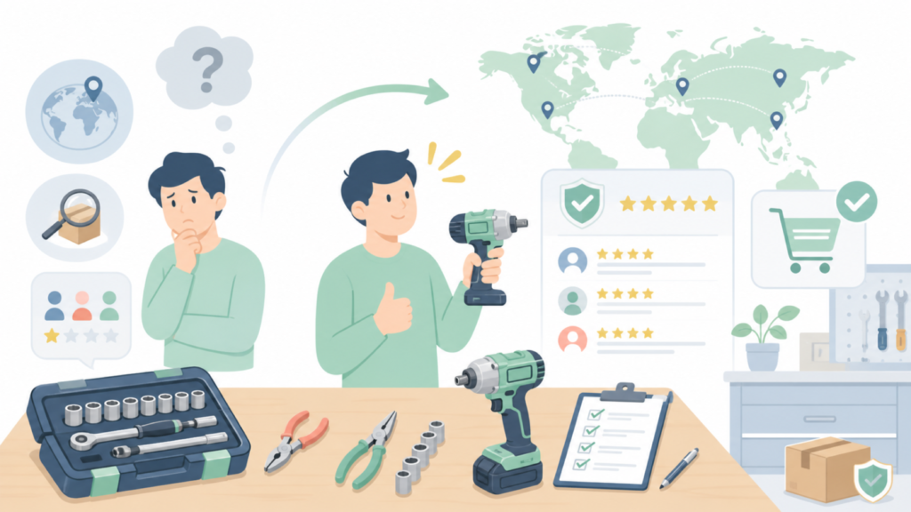 Urtzcoyeはどこの国のブランド?運営会社と口コミの見極め方の要点を表すイラスト
