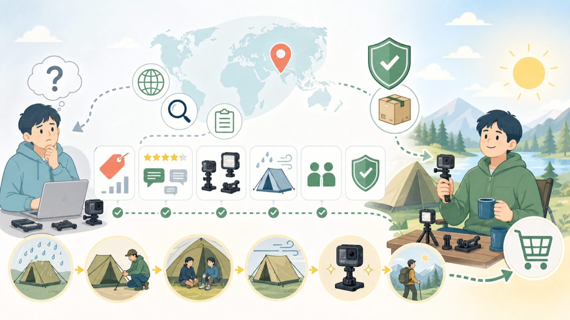 Suptigはどこの国?運営元不明でも見極める信頼性チェック法の要点を表すイラスト