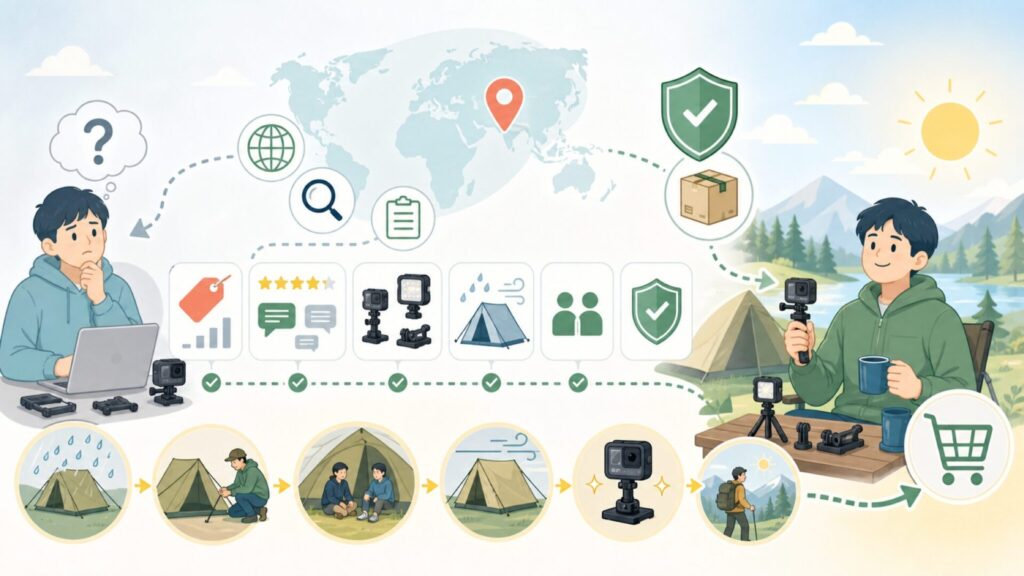 Suptigはどこの国？運営元不明でも見極める信頼性チェック法の要点を表すイラスト