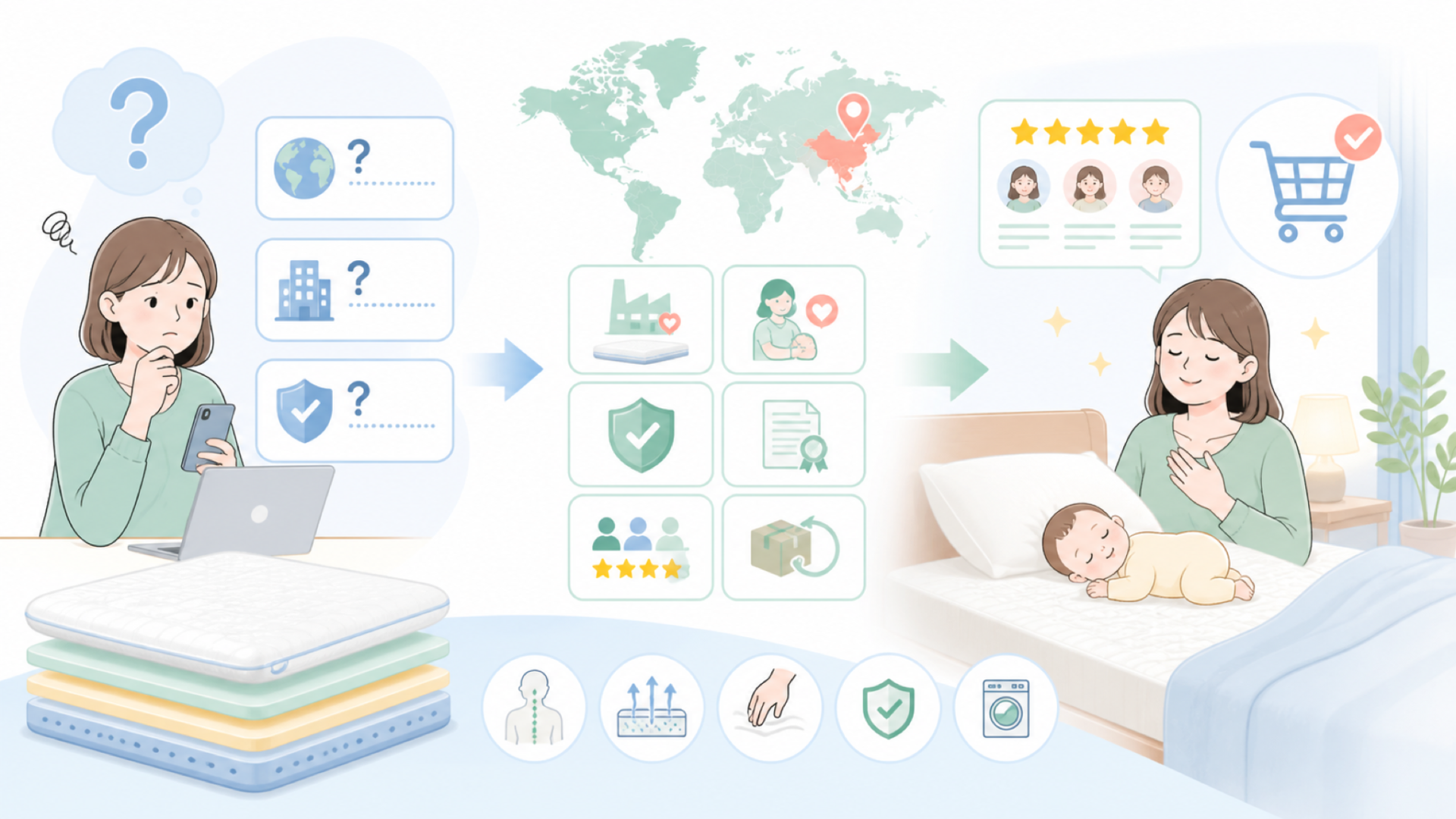 Rozallyはどこの国?運営会社と保証をやさしく解説の要点を表すイラスト