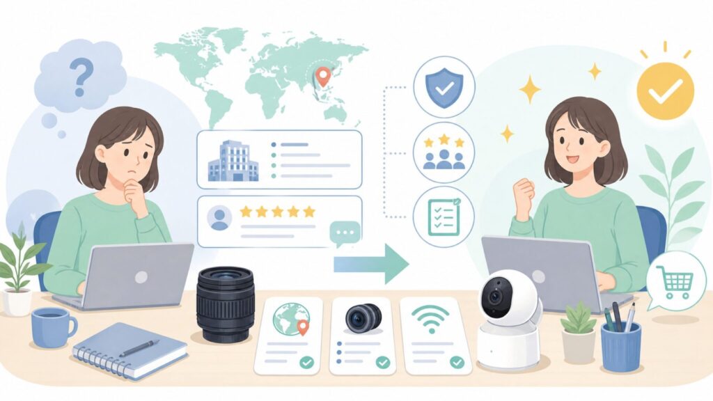 Cinnadoはどこの国のブランド？運営会社と口コミ・仕様を解説の要点を表すイラスト