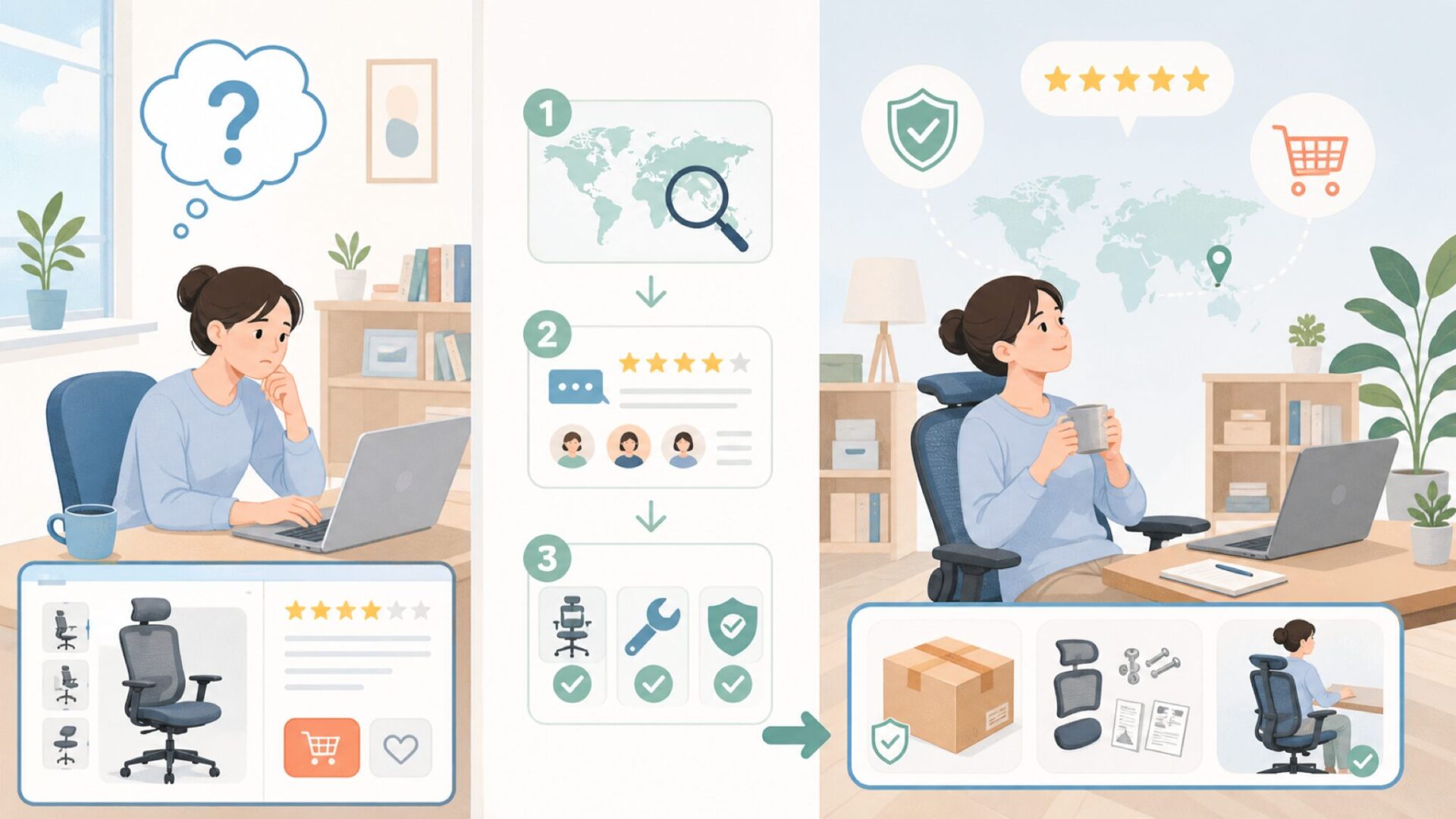 Readaeerはどこの国のブランド？購入前に見極める3つの視点の要点を表すイラスト