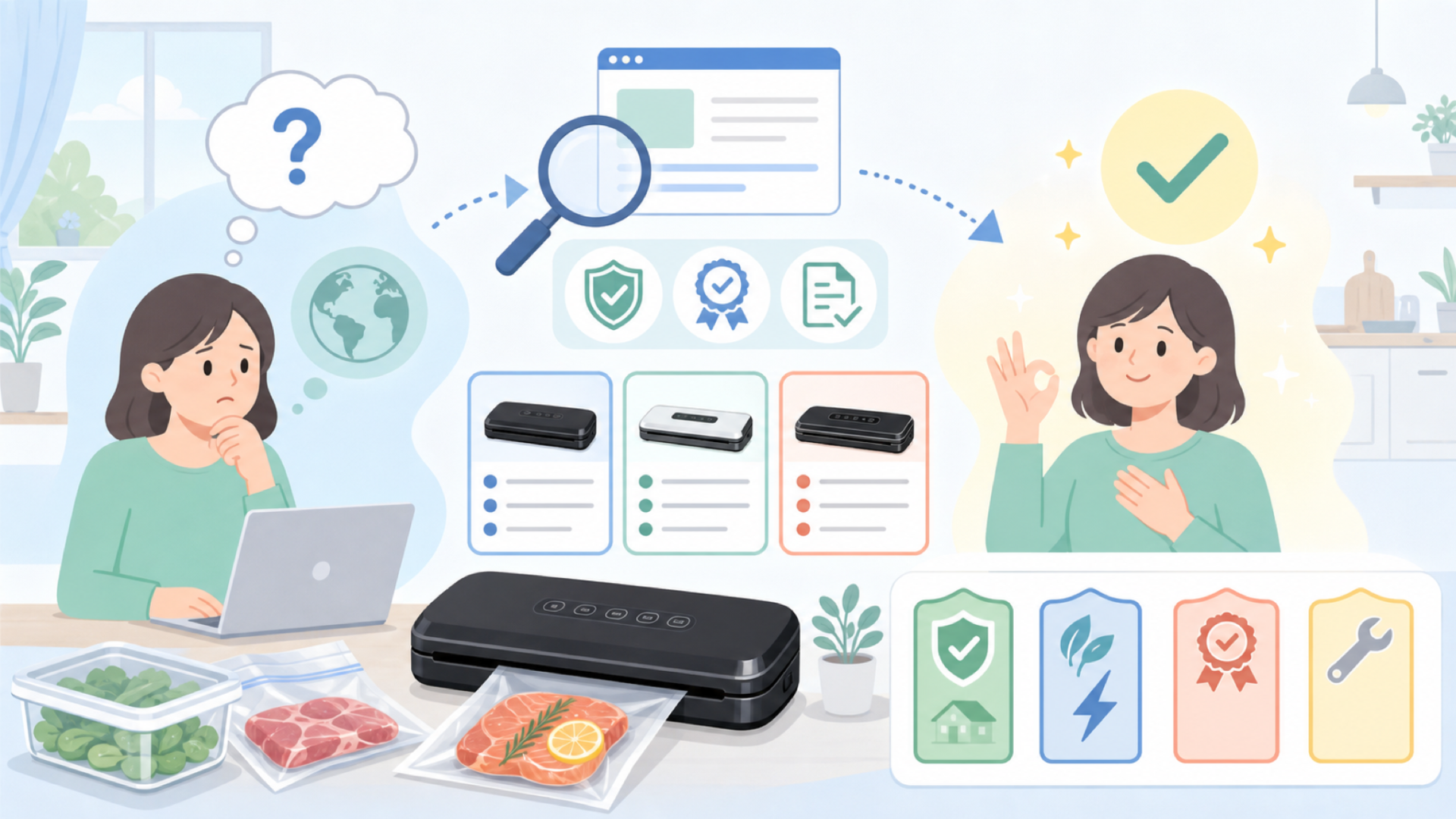 Smativ+ 真空パック機はどこの国のブランド?を表すイラスト