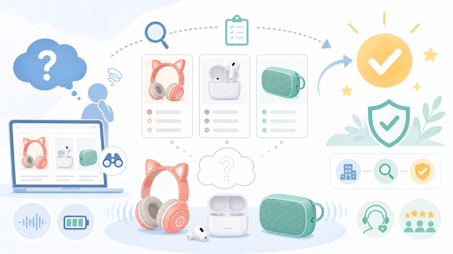 Riwboxヘッドホンはどこの国のブランド？運営会社を確認を表すイラスト