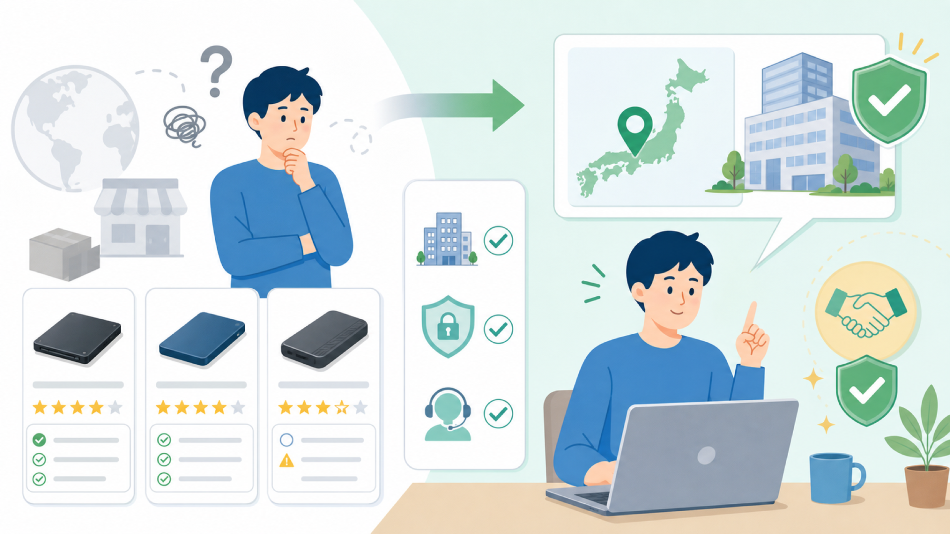 ロジテックダイレクトはどこの国の会社？企業所在地と運営会社を確認を表すイラスト
