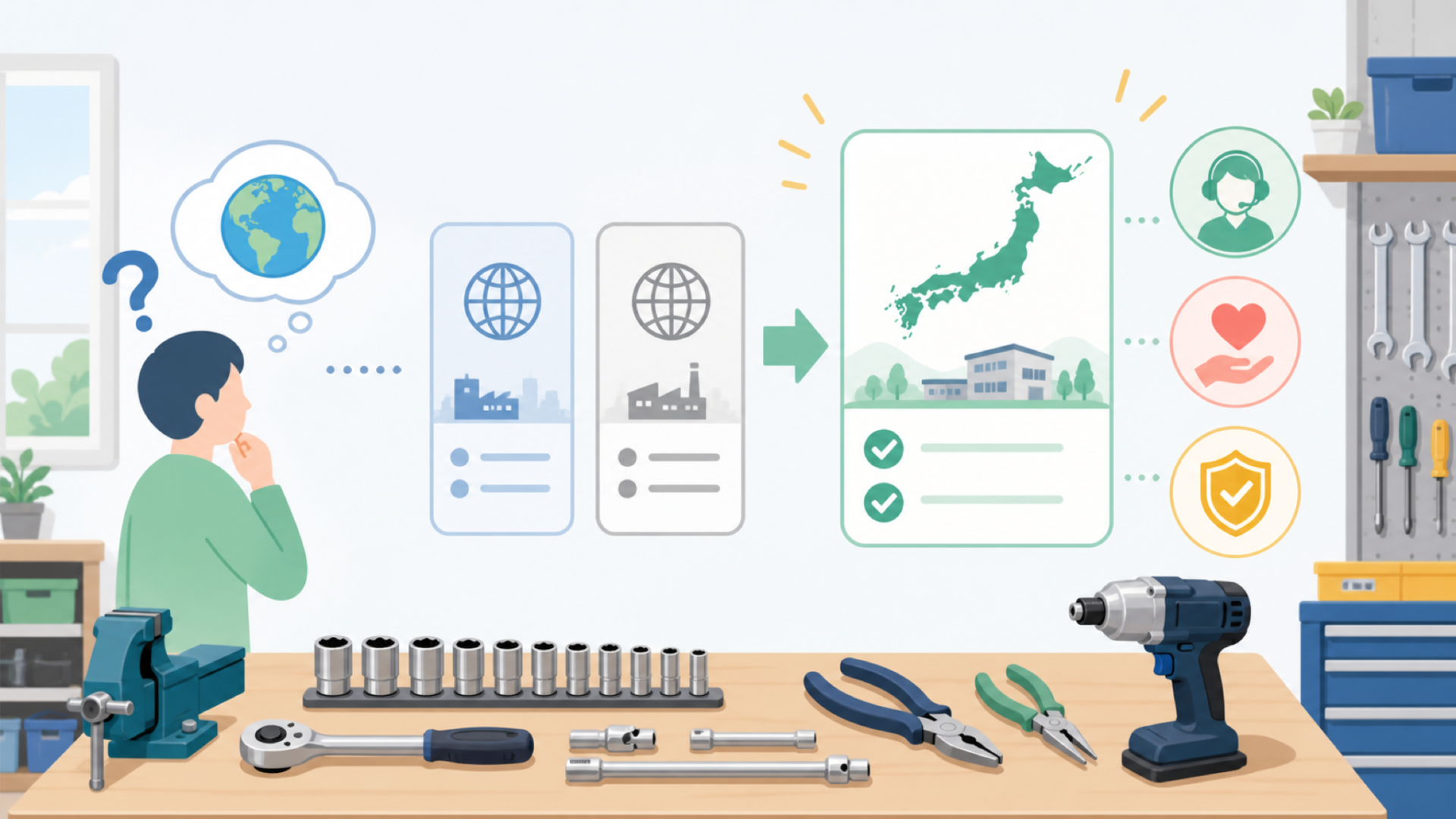 ミナトワークスはどこの国の会社?を表すイラスト
