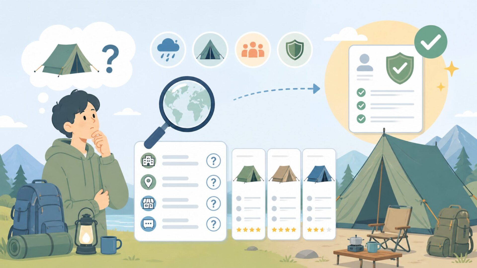 wolfyok outdoorsはどこの国のブランド?運営会社と信頼性を確認を表すイラスト
