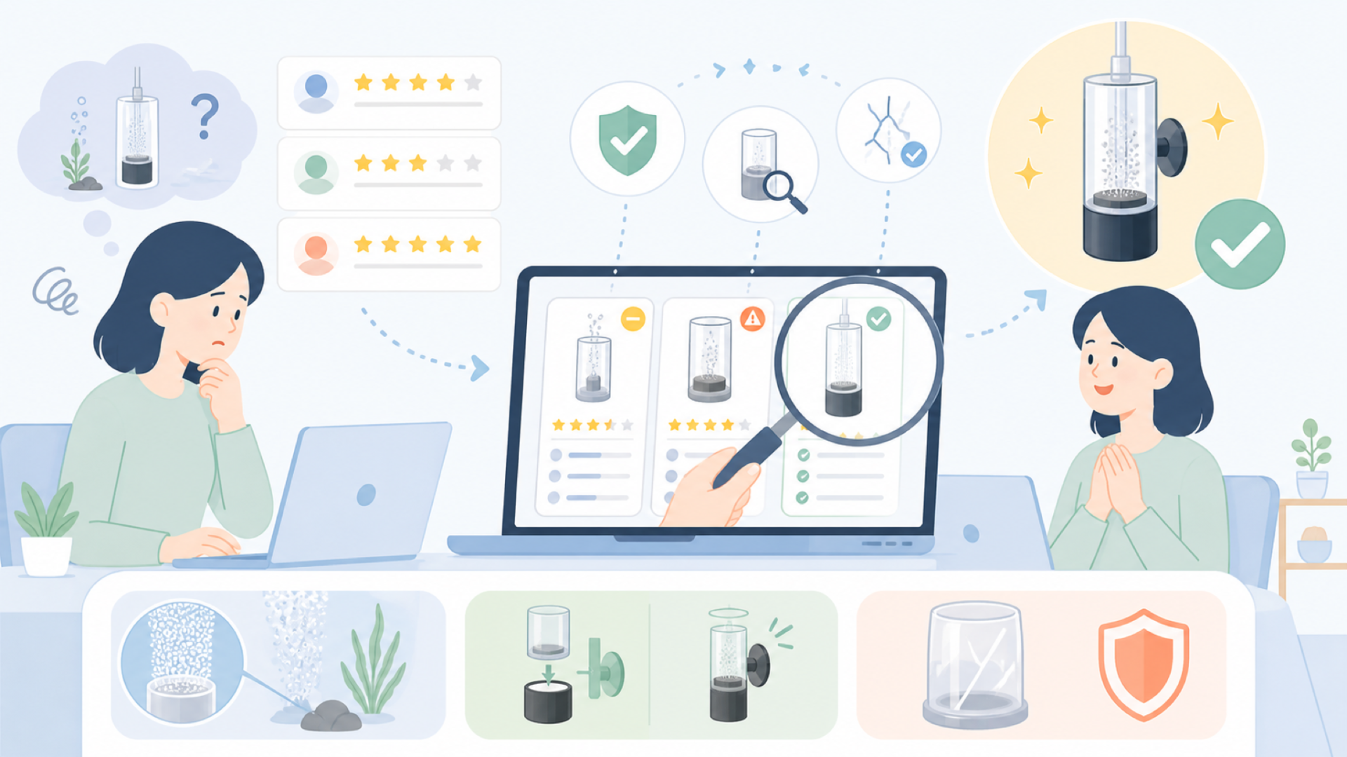 ClsceaのCO2ディフューザーが選ばれる理由を表すイラスト