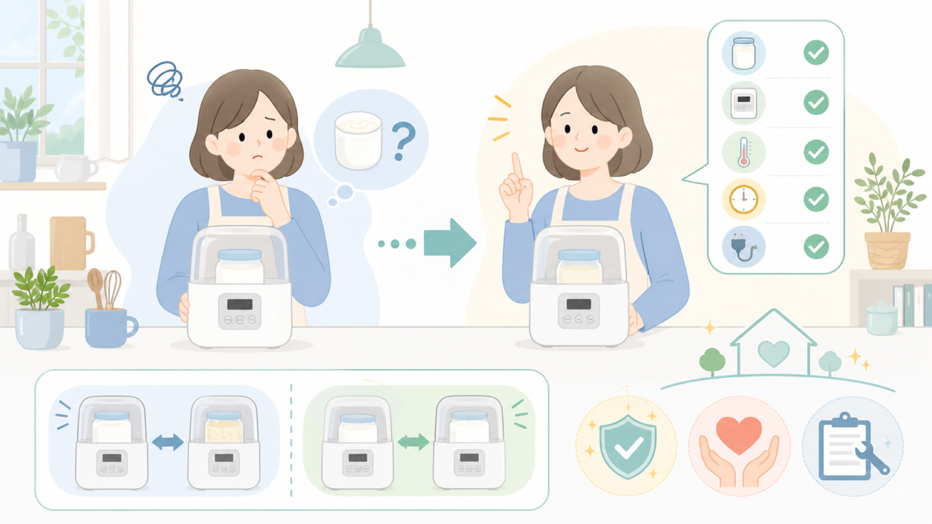発酵がうまく進んでいるか不安なときの操作チェックを表すイラスト