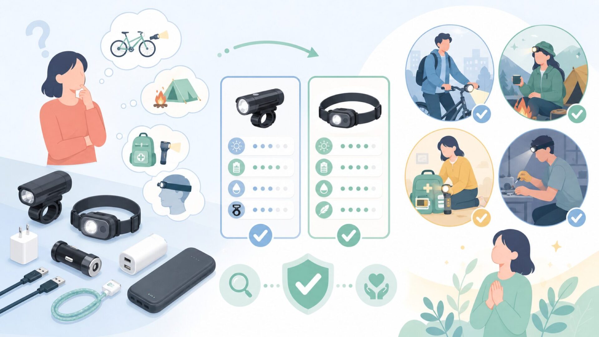 KEWISIのライトはどんな人におすすめ？を表すイラスト