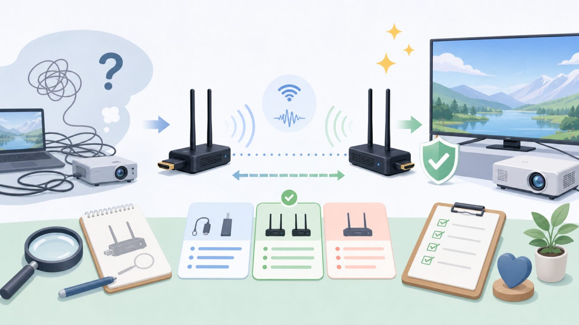 BDFFLYのワイヤレスHDMI送受信機とはどんな製品かを表すイラスト