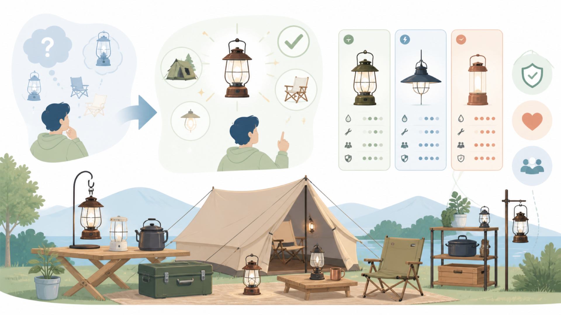 Barebones Livingの代表的なアウトドア用品・ランタンを表すイラスト
