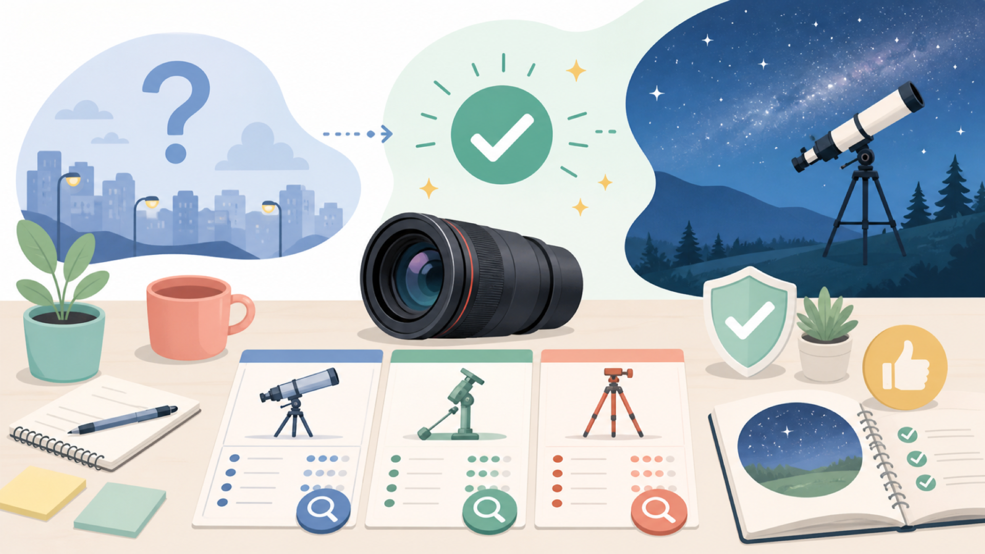 CHIZEHO CT12は天体観測に実用できるのかを表すイラスト