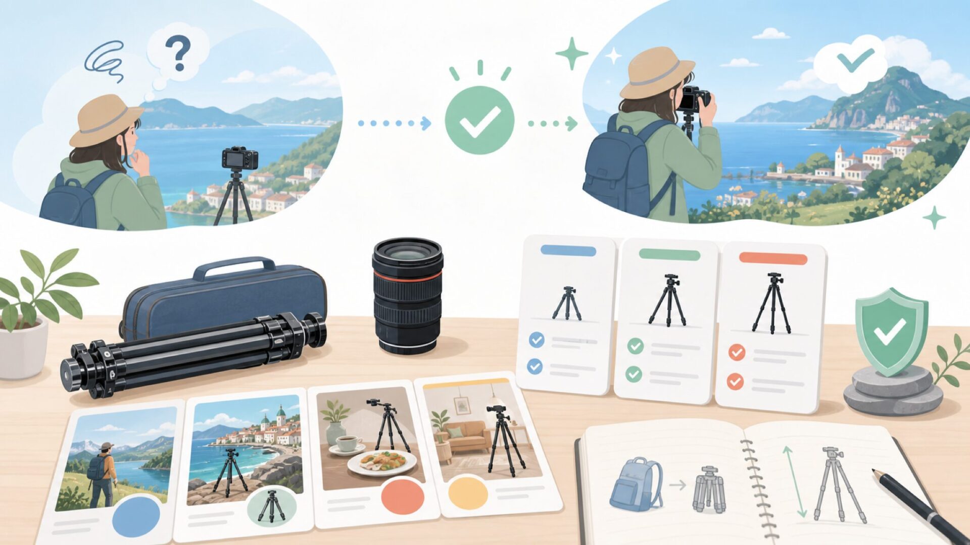 旅行・撮影シーンで見るKoolehaodaの使い勝手を表すイラスト