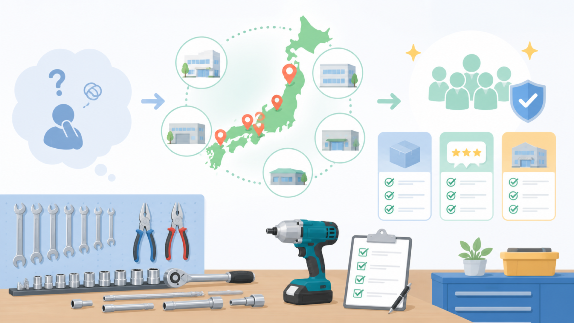 イチネンTASCOの事業拠点と会社規模を表すイラスト