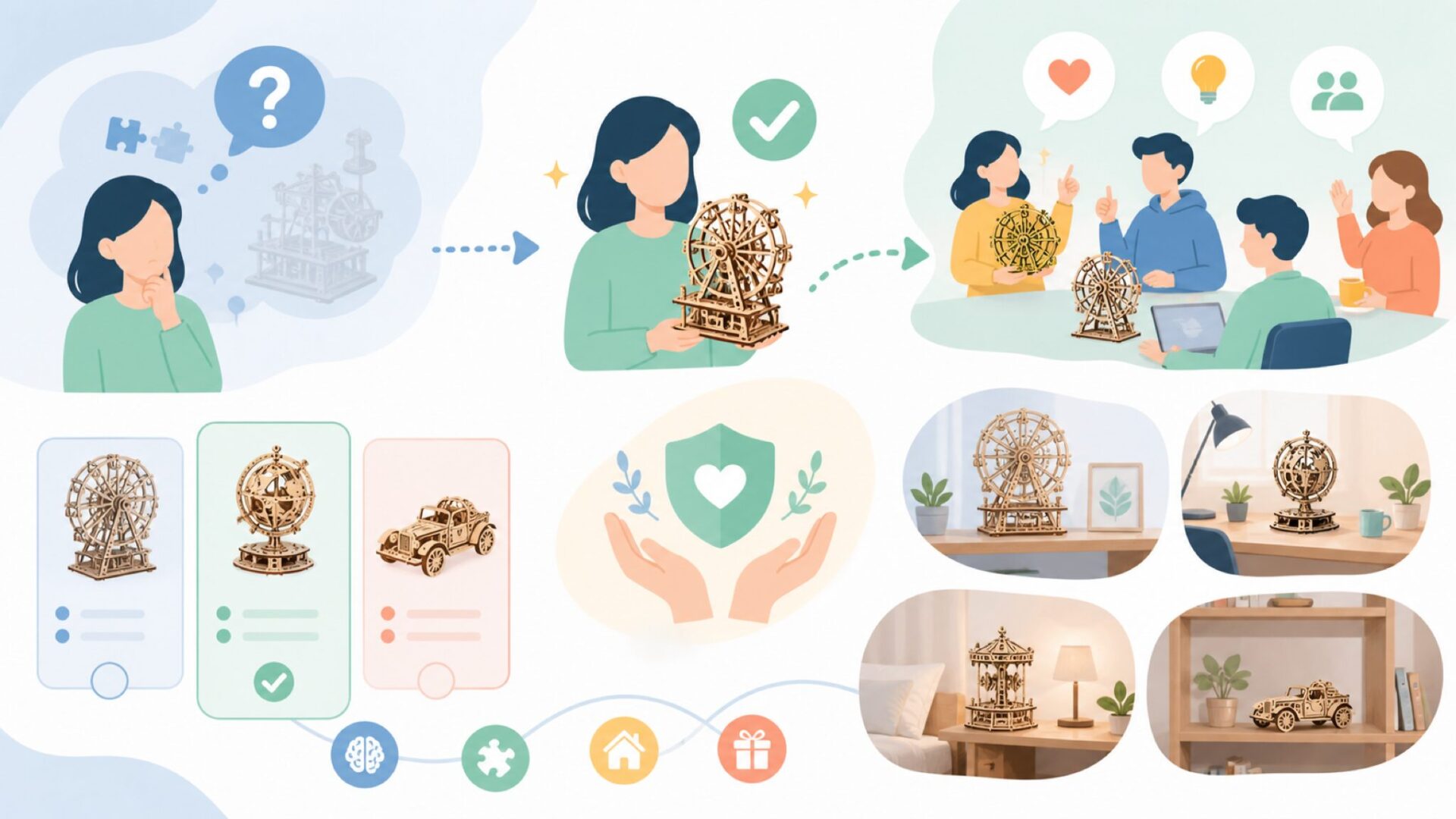 購入後も楽しめるROKRのコミュニティと活用シーンを表すイラスト