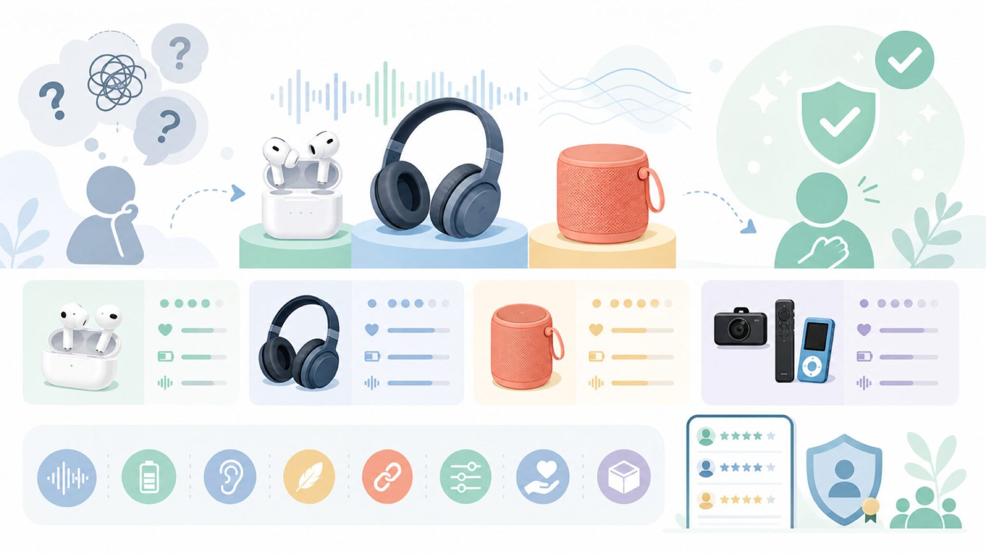 TUAYOOの商品ラインナップと選ぶときの注意点を表すイラスト