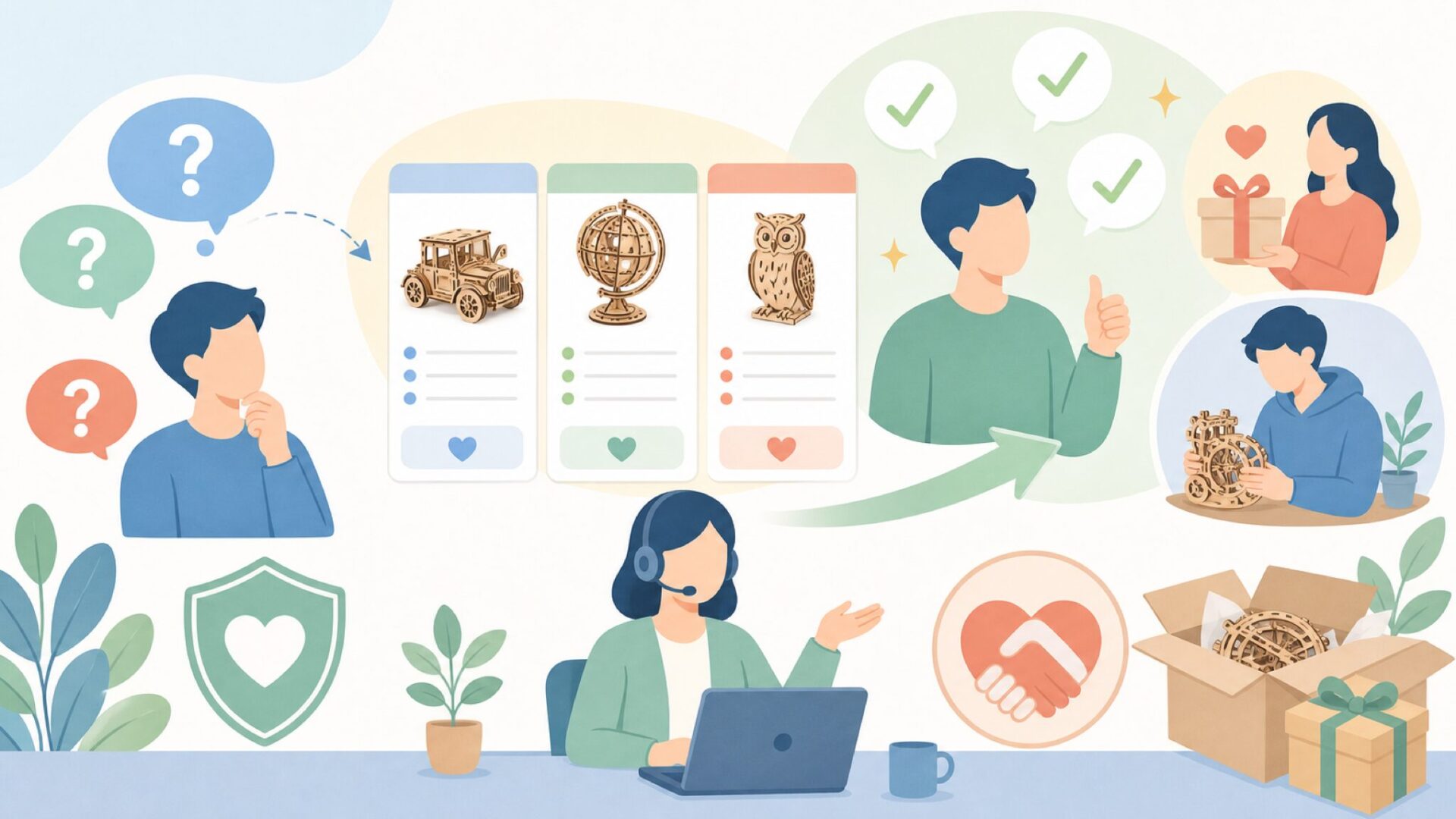 Wood Trickは自分用やプレゼントに向いている?選び方のまとめを表すイラスト