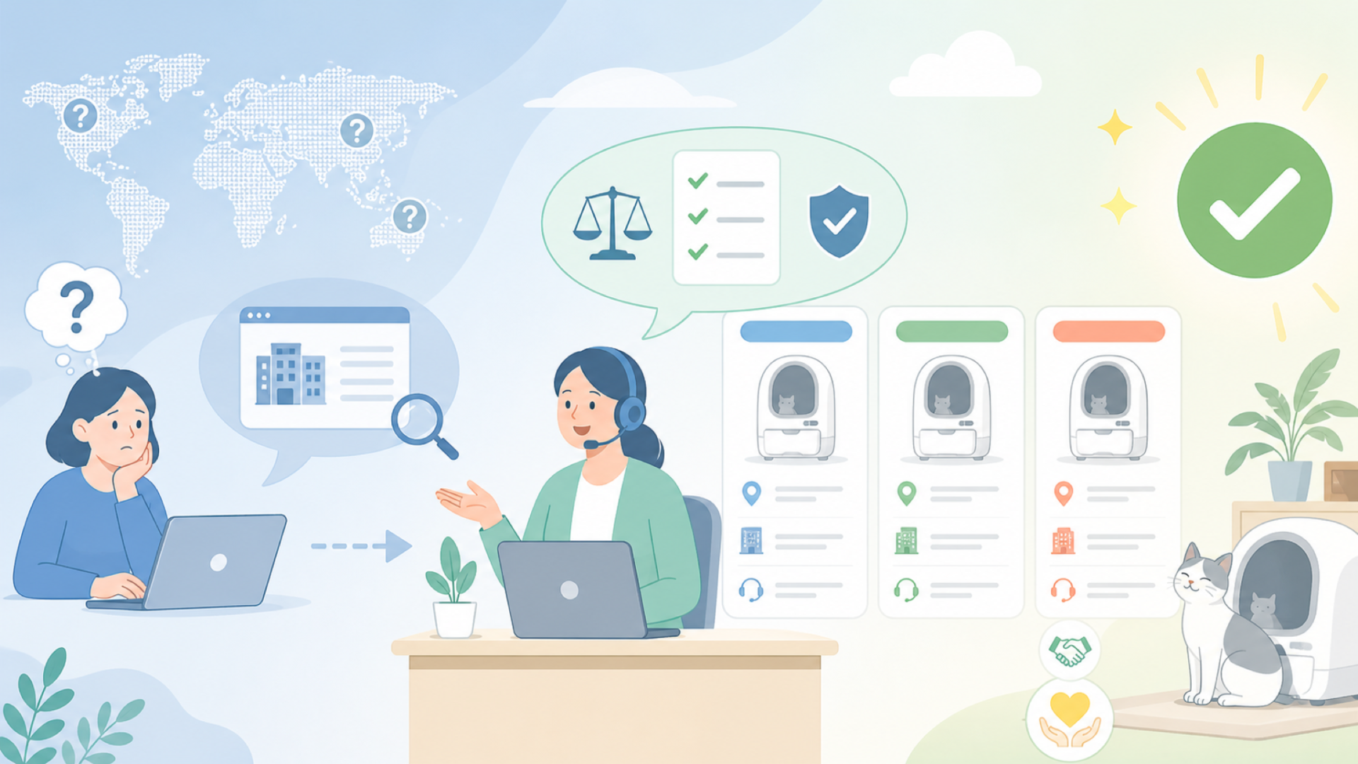 CATLINKはどこの国のメーカー？運営会社を確認を表すイラスト
