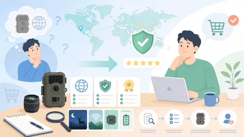 GardeProはどこの国?ブランドの実態と選び方を確認の要点を表すイラスト