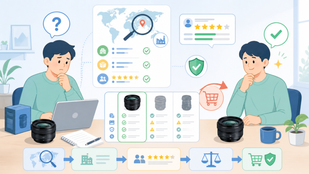 Necviorはどこの国のブランド？企業情報・評判・価格まとめの要点を表すイラスト