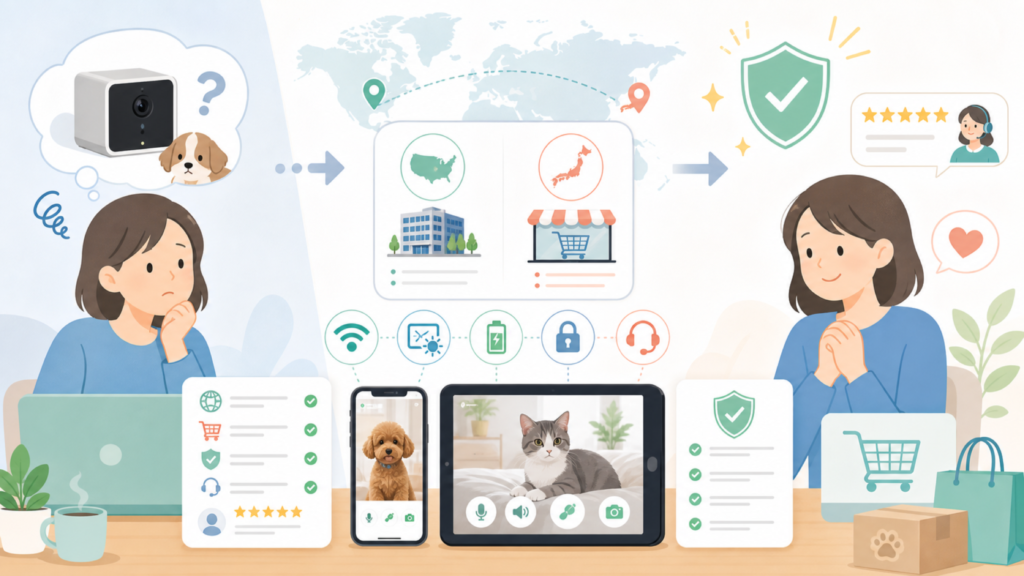 Petcubeはどこの国のブランド？本社と日本正規販売店を紹介の要点を表すイラスト