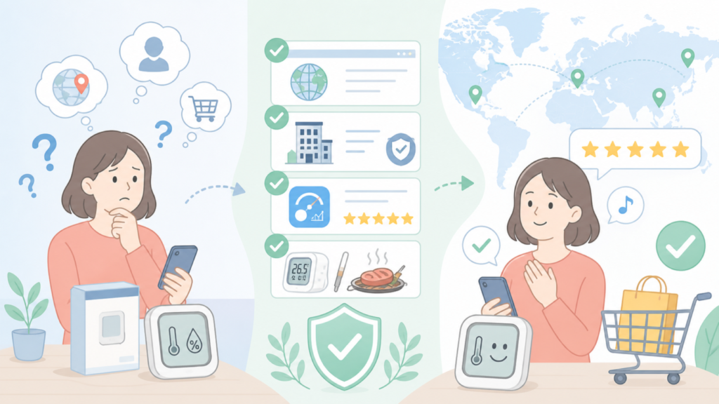 TempProはどこの国?運営会社と公式サイトで安心を確認の要点を表すイラスト