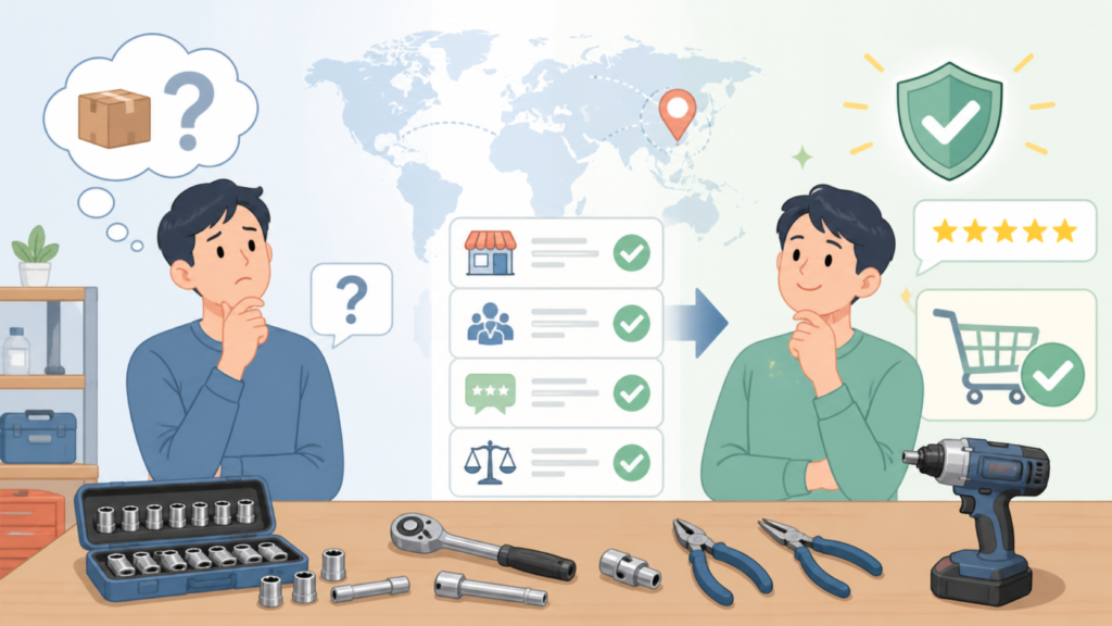 Wolfrideはどこの国？運営会社と購入前の確認ポイントの要点を表すイラスト