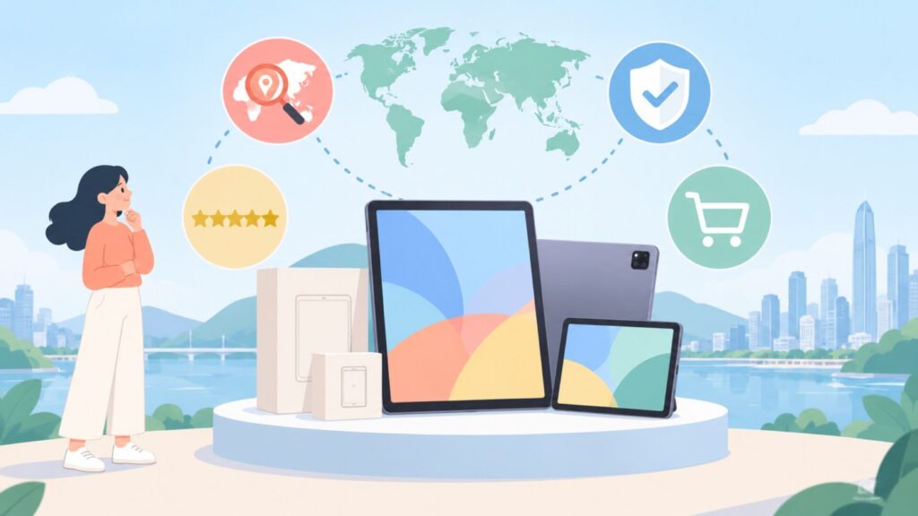 ALLDOCUBEはどこの国？中国メーカーの根拠と安全面の注意点の要点を表すイラスト