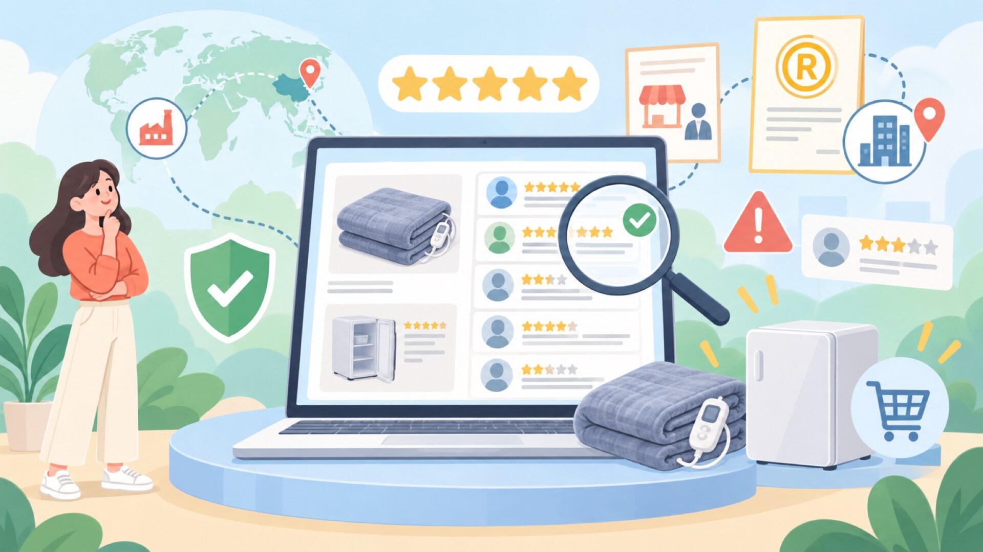 GOHHMEはどこの国の会社？販売元と商標権者の違いを徹底調査の要点を表すイラスト